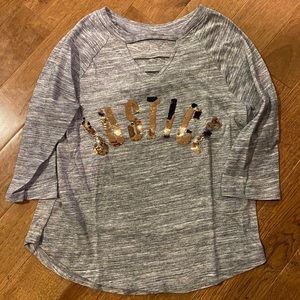 Justice Heather gray 3/4 length sleeve top. Size 8
